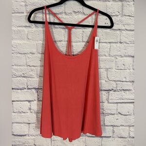Old Navy Coral Ribbed Swing Cami Tank Top Strappy Back NWT Size XL Tall